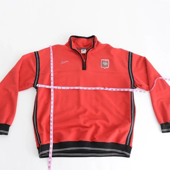 Vintage Nike Red Check Tag Red Quarter Zip made in U.S.A. "Polska" Logo Size XL - Picture 4 of 14